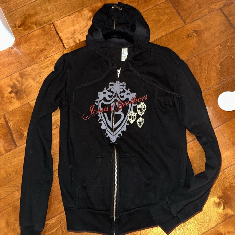 Classic Jonas Brothers black hoodie zip up size XL